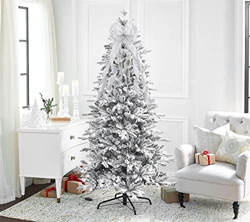 MEEDEE White Glitter Christmas Bows - 12" Wide Velvet Bows for Christmas Tree (1 Pack) - Image 6