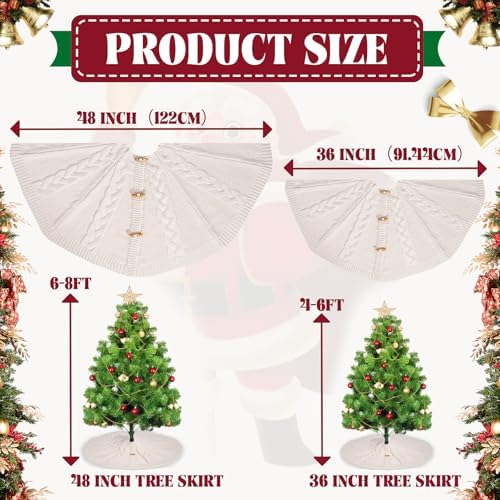 48 Inches White Knitted Christmas Tree Skirt - Image 3