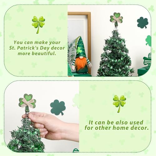 Zomiboo St Patrick's Day Miniature Tree Topper with Lucky Shamrock Decoration St Patrick's Day Ornaments Irish Theme Tree Decoration for Holiday Party Supplies Gift - Image 6