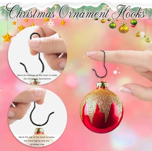 Christmas Ornament Hooks, 100PCS Christmas Ornament Hangers, Ornament Hooks for Christmas Trees, Black Ornament Hooks Christmas Hooks for Ornaments with Storage Box for Christmas Tree Decorations - Image 3