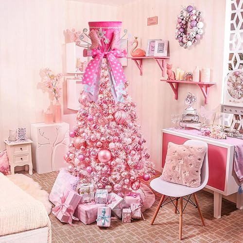 Christmas Tree Topper, Christmas Tree Topper Hat, Pink high Heels Tree Topper Christmas Decorations with Bow Ribbon Christmas Tree Ornaments for Holiday Family Xmas Décor - Image 4