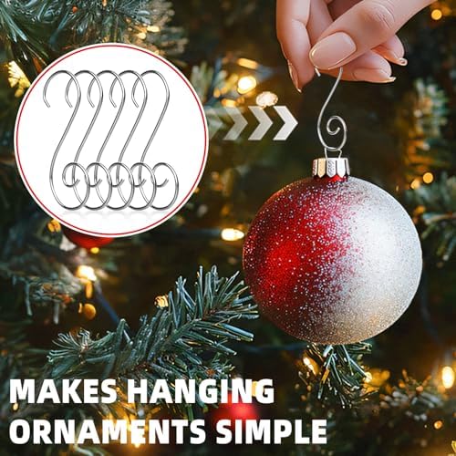 160 Pcs Christmas Ornament Hooks Silver S-Shaped Hangers with Storage Box Christmas Tree Hooks for Ornaments, Xmas Ornament Hangers for Tree Decoration - Image 4