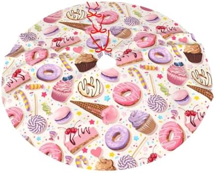 Lollipop Candy Macaroon Cupcake Christmas Tree Skirt 36" for Xmas Halloween New Year Holiday Party Home Tree Mat Decor Ornaments Decoration - Image 7