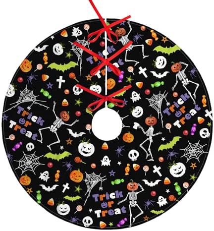 Festival Tree Skirt Ghost Pumpkin Skull Tree Mat for Holiday Xmas Festive Party Yard Decoration Ornaments 36 in by YAGEDOVIU