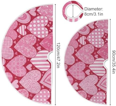 SUABO Valentine Pink Love Hearts 48 Inch Christmas Tree Skirt, Soft Xmas Tree Mat for Party Decoration Holiday Decor Christmas Decorations Indoor Outdoor - Image 3
