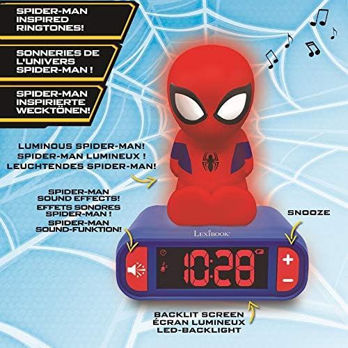 LEXiBOOK, Spider-Man Nightlight Alarm Clock, RL800SP - Image 3