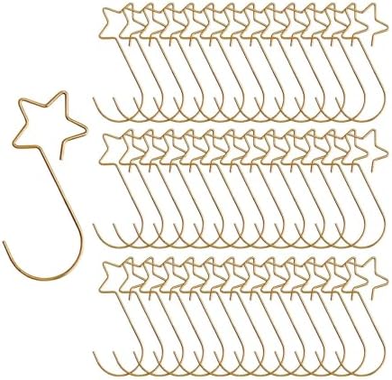 100 Pieces Star Shaped Christmas Ornament Hooks Christmas Tree Hangers Bauble Hooks Hanging Fasteners Made of Metal for Secure Hanging Suitable for Ho, Gold - Image 6