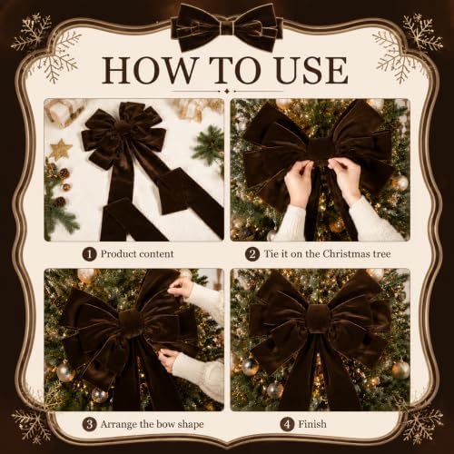 Norme 1 Pcs Brown Extra Large Christmas Tree Topper Bow Decor - Image 6