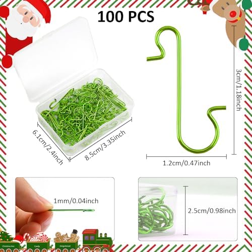 Metal Wire Hooks Ornament Hangers with Storage Box for Christmas Tree Decoration, Green - Image 3