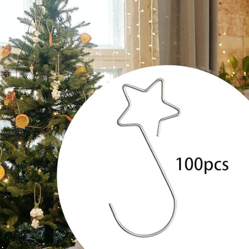 100 Pieces Star Shaped Christmas Ornament Hooks Christmas Tree Hangers Hanging Clips Bauble Hooks Made of Metal for Use Suitable for Home CHRI, Silver - Image 5