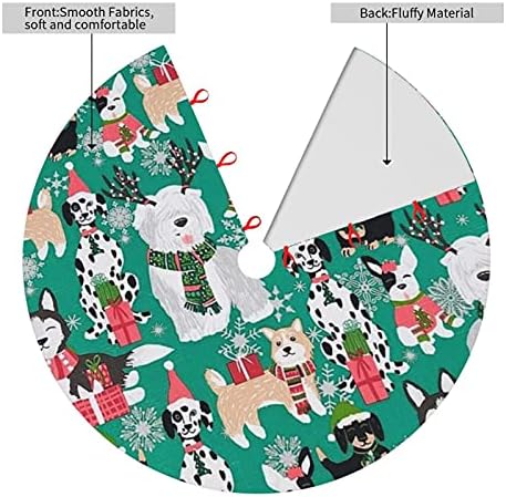 Tree Skirt 36 Inch Whimsical Christmas Dogs Holiday Decorations for Festive Party Indoor Outdoor Xmas Ornaments - Image 2