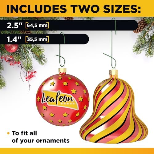 Leafeon Christmas Ornament Hooks - Christmas Ornament Hangers - Perfect Xmas Ornament Hangers for Tree Decoration 150 Pack Green - Image 3