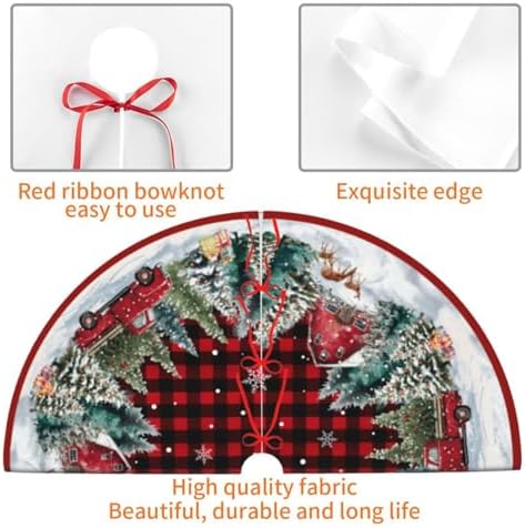 Christmas Truck Traditional Christmas Tree Skirt Holiday Party Xmas Tree Skirt Mat Christmas Ornaments Decoration 36 Inch - Image 3