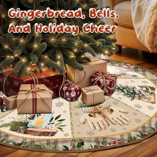 Christmas Tree Skirt 48 Inch, Christmas Skirt Tree Decoration with Snowman Reindeer, Christmas Trees Mat for Under Trees Holiday Party Indoor Outdoor Decorations, Winter Gift for Women Wife Mom - Image 6