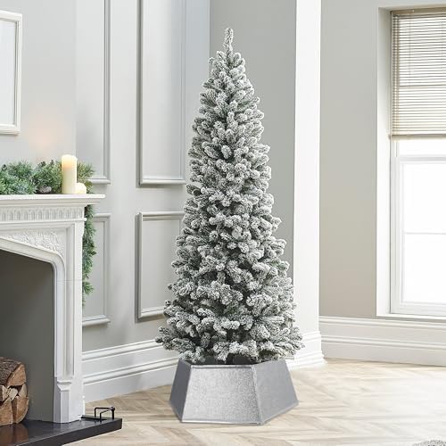 Blissun Fabric Christmas Tree Collar, Hexagonal Christmas Tree Ring, Glittering Willow Tree Skirt for Christmas Decorations (Glitter Silver) - Image 6