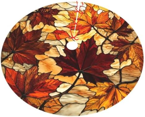 Fall Autumn Leaf Leave 30 36 48 Inch Christmas Tree Skirt Carpet Mat Funny Party Decor Supplies for Xmas Halloween Decorations Occasion - Image 2