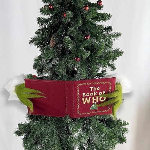 Whimsical Christmas Tree Decorations, Funny Elf Reading The Book of WHO Christmas Tree Topper Ornaments Farmhouse Xmas Decor for Table Mantel Porch Holiday Party Gifts - Image 5
