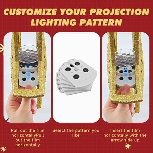 Christmas Tree Topper Lighted Star,3D Hollow Sparkling Star Christmas Tree Topper with 6 Patterns Rotating Magic Cool White Snowflake Projector, Plug in Gold Tree Topper for Tree Ornament - Image 6