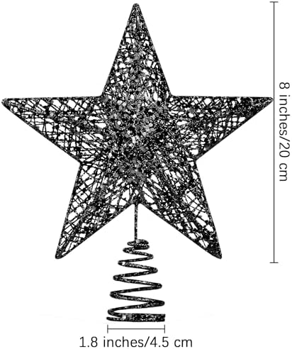URATOT Glittered Christmas Tree Topper Metal Christmas Treetop Hallow Wire Star Topper for Christmas Home Decoration (8 inches, Black) - Image 2