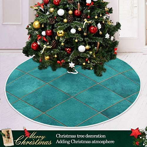 ATTX Teal Watercolor Argyle Geometric Plaid Christmas Tree Skirt 35.4 inch Ornaments Xmas Tree Skirts for Christmas Holiday Decoration New Year Party - Image 6