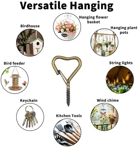 10 Pack Heart Shaped Screw Hooks for Hanging Plants, Ceiling Hooks - Image 3
