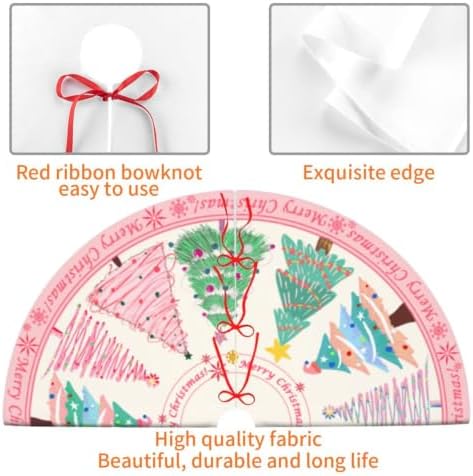Pink Tree Skirt 30" Christmas Tree Topper Halloween Xmas Tree Skirts - Image 7