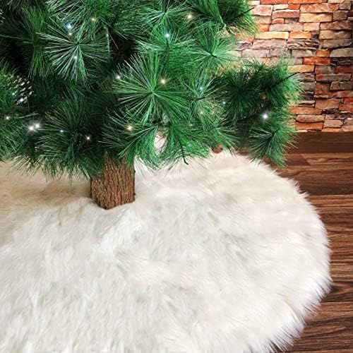 Christmas Tree Skirt 36 inches Faux Fur Snowy White Xmas Large Tree Skirt Mat for Christmas Party Decorations - Image 4
