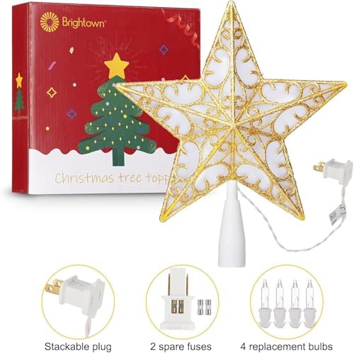 Brightown Christmas Tree Topper Star Lighted Plug in Christmas Tree Star Topper - Image 5