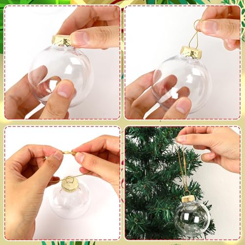 200 Sets 18 mm Gold Christmas Ornament Caps and Hangers String - Image 5