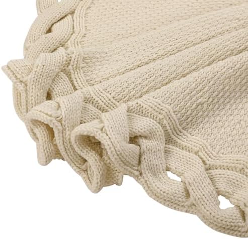Sattiyrch Knit Christmas Tree Skirt – Classic Cable Knit Tree Base Wrap with Tie Closure – Cozy Holiday Décor for 7–9 ft Christmas Tree (Beige,48in) - Image 6
