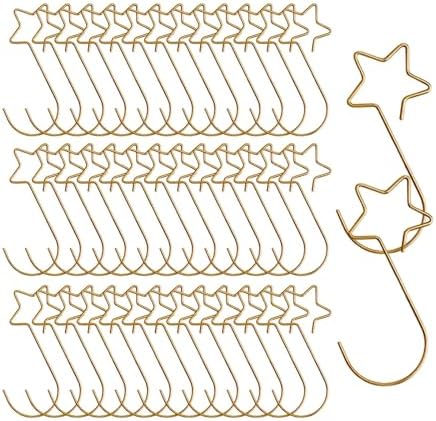 100 Pieces Star Shaped Christmas Ornament Hooks Christmas Tree Hangers Bauble Hooks Hanging Fasteners Made of Metal for Secure Hanging Suitable for Ho, Gold - Image 7