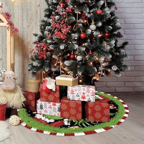Christmas Tree Skirt 36 Inch Green Funny Trimmed Tree Skirt Christmas Decorations Tree Mat Merry Christmas Party Home Decor - Image 6