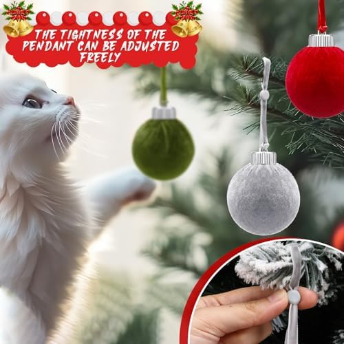 Daifunli 100 Pcs Christmas Velvet Ornament Strings Adjustable Ornament Hooks Non Slip Hangers Hooks Tree for Christmas Tree Decorations(Red,Green,Brown,Khaki,Grey) - Image 4