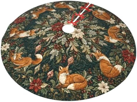 Fox Christmas Tree Skirt Tree Mat for Xmas Holiday Party Decorations Indoor Outdoor 36 Inch - Image 2