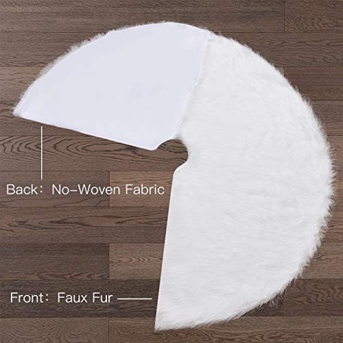 YEAHOME Christmas Tree Skirt, 60” Large White Tree Skirts with Soft Faux Fur Plush for Christmas Tree Decorations, White Christmas Tree Skirts Xmas Decorations for Indoor Holiday Party Decor - Image 7
