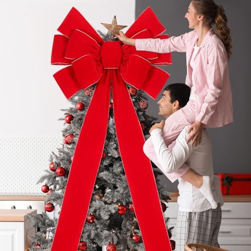 Norme 1 Pcs Red Extra Large Christmas Tree Topper Bow Decor - Image 3