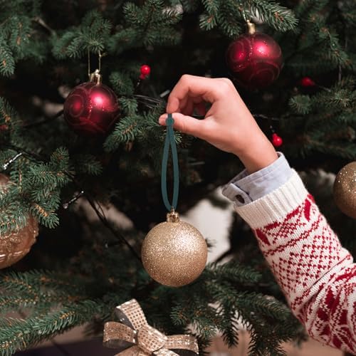 100Pcs Green Decorative Ribbons for Christmas Tree Hanging Ornaments Supplies, Small Adjustable Non Slip Ornament Hooks Decorations Supplies for Xmas Tree - Image 3