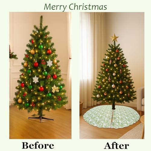 Ridhi Sage Green Hand Block Print Cotton Christmas Tree Skirt 40 Inch - Image 3