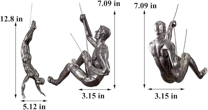 Unbound Resin Climbing Man Wall Sculptures Creative Hand-Finished Sculpture Figurine for Bar/Home/Office Art Decor (Posture Right)
