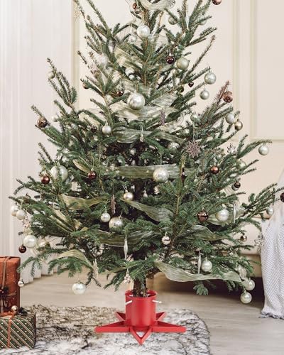 Xmas Tree Stand Base for Real Trees Up to 6.5ft Red Christmas Tree Stand Christmas Tree Holder Fits Up to 4.7" Xmas Tree Trunks for Christmas Decor - Image 4