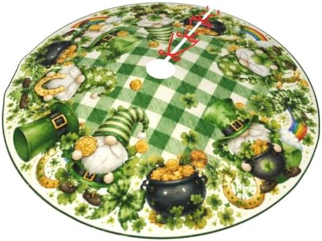 St.Patrick's Day Gnome Christmas Tree Skirt Tree Mat for Xmas Holiday Party Decorations Indoor Outdoor 36 Inch - Image 2