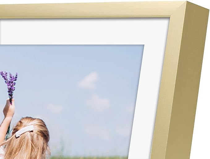 Golden State Art, Gallery Wall Frame Set of 6 - Gold 5x7 Aluminum Photo Frames with Mat for 4x6 Pictures - 5 x 7 inch Metal Frame with Real Glass Cover - Elegant Home or Office Decor