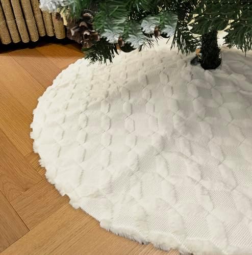 AOGU 36 Inch Christmas Tree Skirt Faux Fur with Cable Knit Knitted Thick Decoration for Merry Christmas Decorations by AOGU