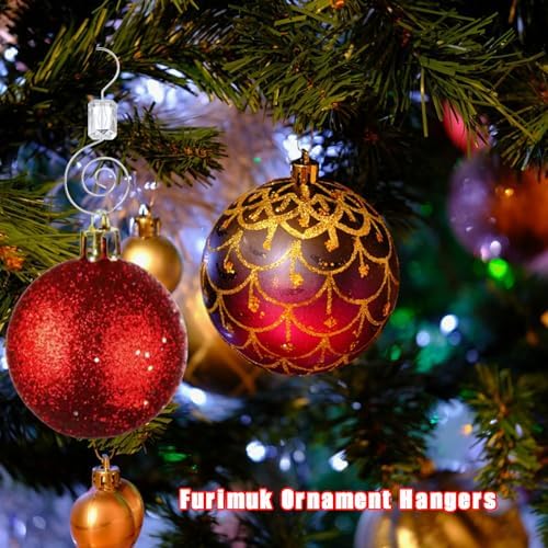 Furimuk 24 Pack Christmas Ornament Hooks Clear Beaded Hangers Decorative Silver Wire S-Hook with Lobster Claws for Holiday Home Xmas Party Tree Decoration - Image 5