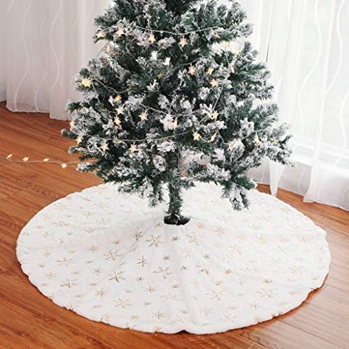 Christmas Tree Skirt 30/36/49 inches Xmas White Tree Skirts Snowflake Embroidery for Christmas Decorations Holiday Party 198 Gold 78 - Image 7