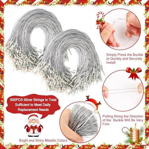 JUNEBRUSHS 600PCS Christmas Ornament Hooks, Ornament Hangers with Snap - Image 3