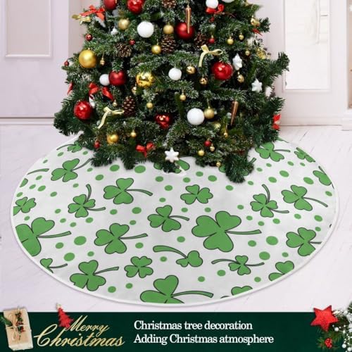 SUABO St Patricks Day Clover 48 Inch Christmas Tree Skirt, Soft Xmas Tree Mat for Party Decoration Holiday Decor Christmas Decorations Indoor Outdoor - Image 6