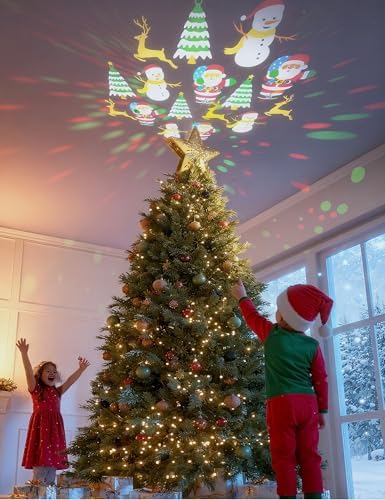 DG-Direct Lighted Christmas Tree Topper with 6 Projection Patterns, Gold - Image 3