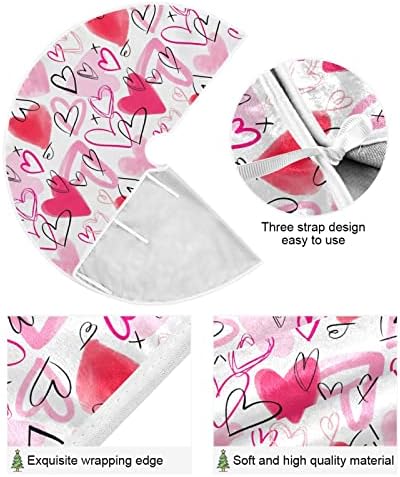 ValentineTree Skirt 36" Love Romantic Doodle Pink Hearts Christmas Tree Skirts Mother's Xmas Mat for HoliFestival Party Wedding Decor - Image 2