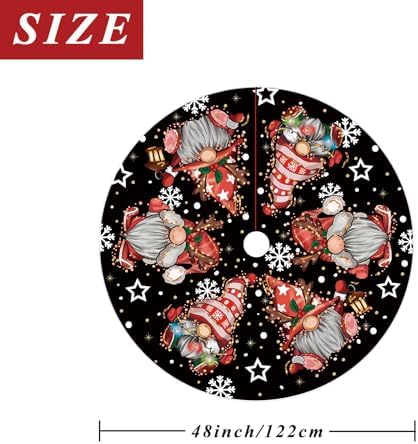 Christmas Tree Skirt Black Tree Skirt Glitter Gnomes Snowflake Xmas Winter Tree Skirt 48 Inch for Black Christmas Indoor Outdoor Decorations - Image 3